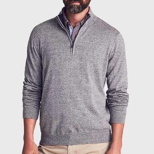 FAHERTY Men's Sconset Pullover Sweater XL Melange Grey 1/4 Zip Preppy Classic